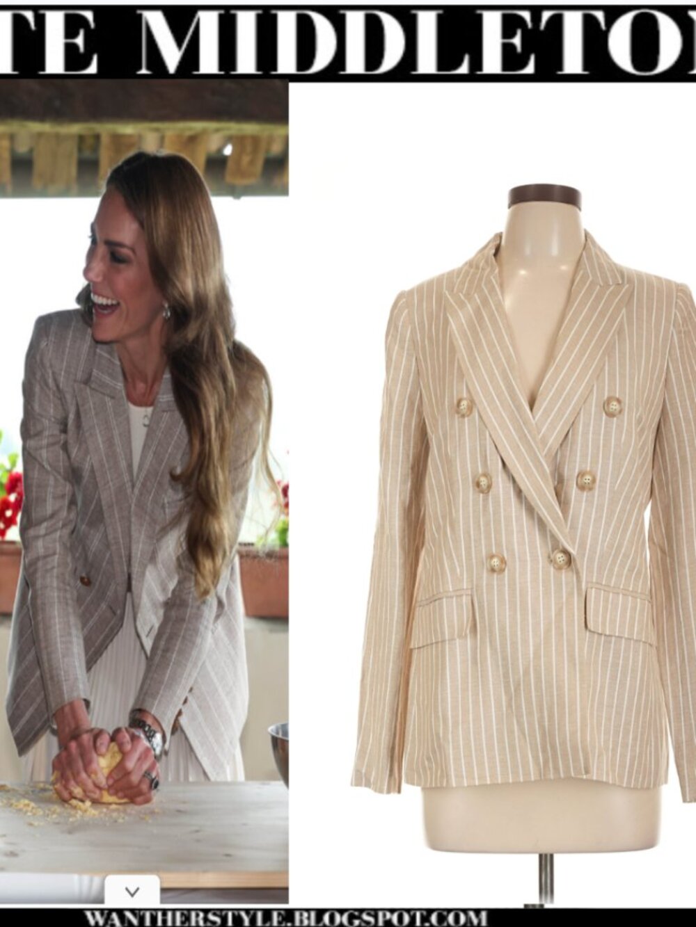 REPLIKATE! Ann Taylor Linen Tan Striped Blazer Size XS/ Size 0
